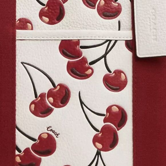 Coach Smith Tote Bag Cherry Print Handbag White Red NWT - Picture 7 of 11